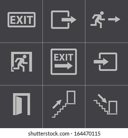 Vector black exit icons set