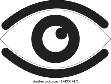 icono de ojo negro vectorial en fondo blanco