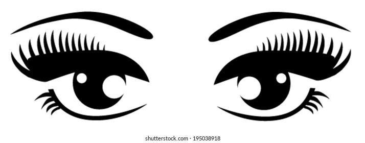 vector black eyes with long lashes