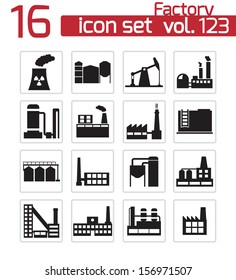 Vector black factory icons set