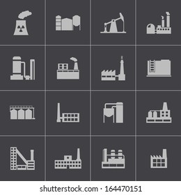 Vector black factory icons set