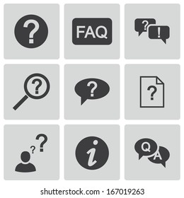 Vector Black FAQ Icons Set On White Background