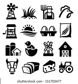 Vector Black Farm Icon Set On White