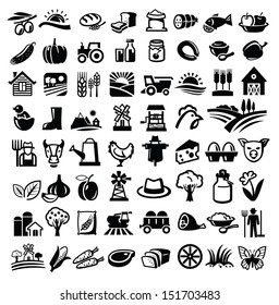 Vector Black Farm Icon Set On White