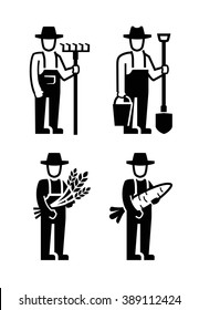 vector black farmer icon on white background