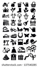 Vector Black Farming Icon Set On White