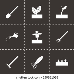 Vector black farming icon set on black background.