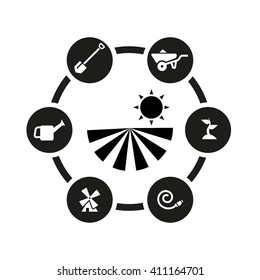 Vector black farming icon set
