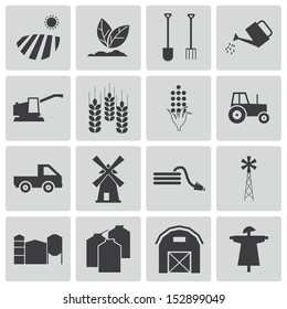 Vector black  farming icons set