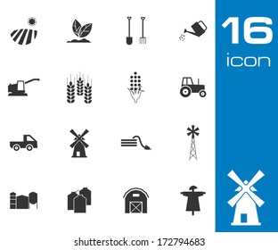 Vector Black  Farming Icons Set on white background