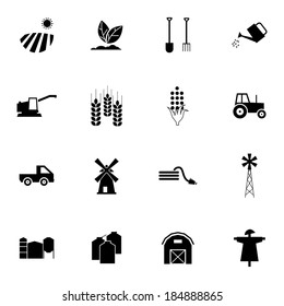 Vector black  farming icons set on white background