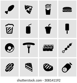 Vector black fast food icon set.