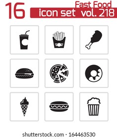 Vector black fast food icons set