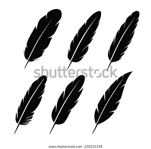 Vector Black Feather Icon On White Stock Vector (Royalty Free) 230231338
