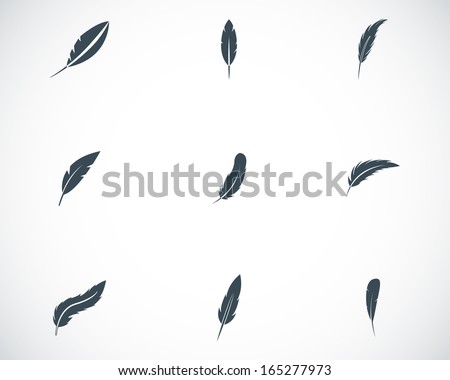 Vector Black Feather Icons Set Stock Vector (Royalty Free) 165277973
