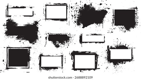 Vector negro con marcos de tinta negra grunge y salpicaduras de Vector. Diseño escalable adecuado para...