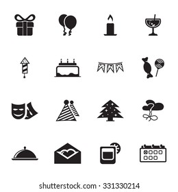 Vector Black Festive Event Icon Set On White Background