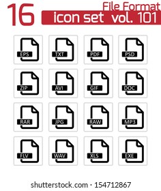 Vector black  file format  icons set