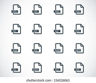 Vector black  file format  icons set