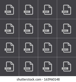 Vector black  file format  icons set