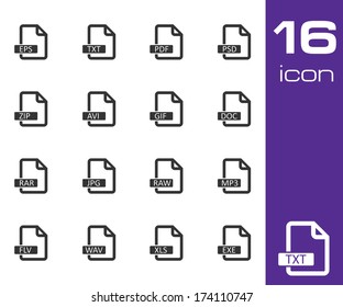 Vector Black File Format Icons Set On White Background