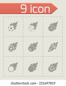 Vector black file sport balls icon set on grey background