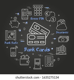 Vector black finance and banking concept - bank credit cards