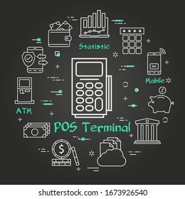 Vector black finance and banking concept - POS terminal