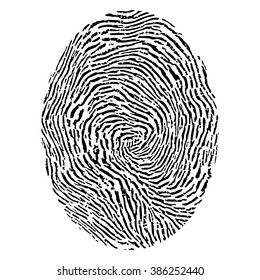 Vector black fingerprint isolated on white background. Vector illustration EPS 10.