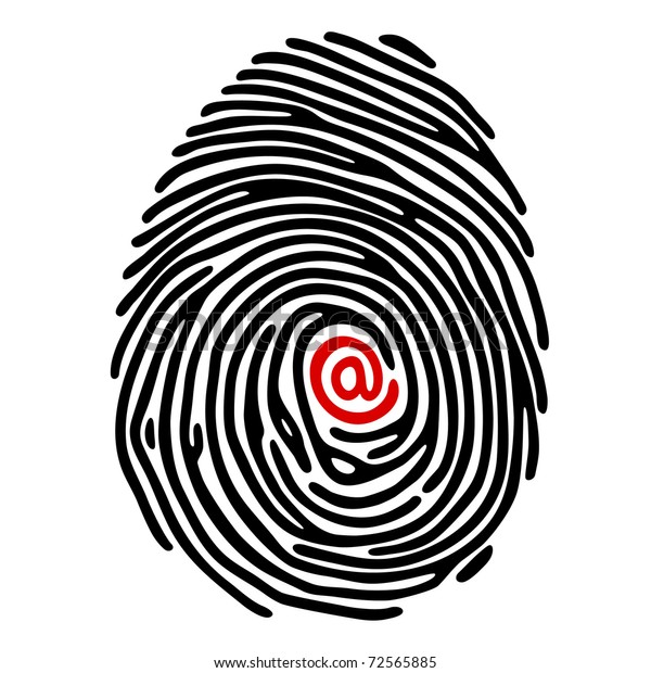 Vector Black Fingerprint Red Email Sign Stock Vector (Royalty Free ...