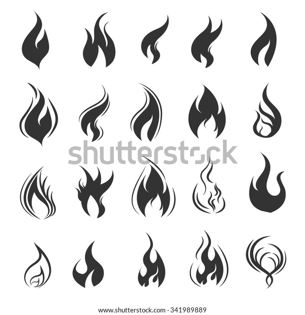 Vector Black Fire Icons Set On Stock Vector (Royalty Free) 341989889