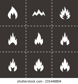 Vector black fire type icon set on black background