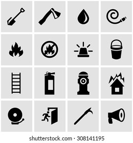 Vector black firefighter icon set.