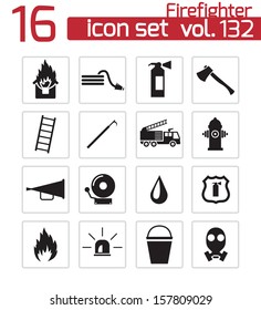 Vector black  firefighter icons set