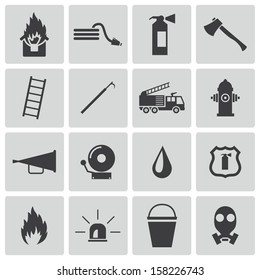 Vector black  firefighter icons set