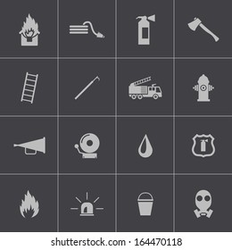 Vector black  firefighter icons set