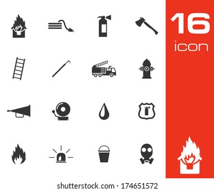 Vector black  firefighter icons set white background