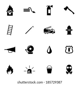 Vector black  firefighter icons set on white background