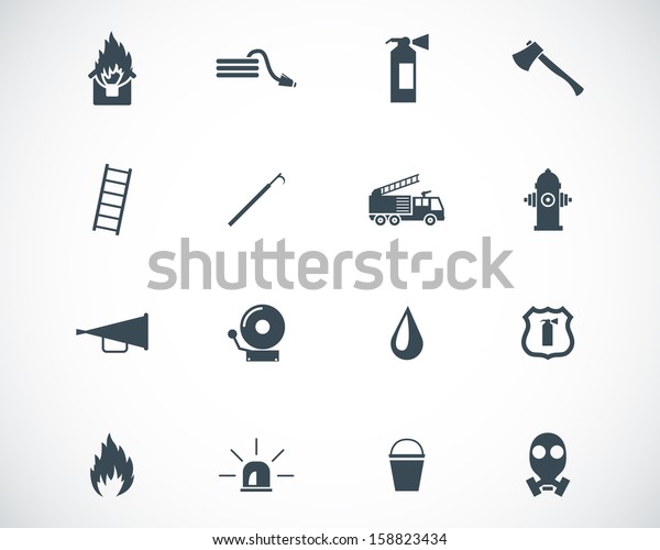 Vector black  firefighter\
icons set