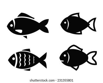 vector black Fish icon on white background