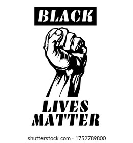 Vector black fist isolated on white back ground.