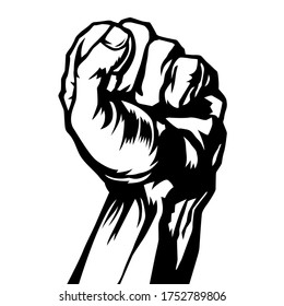 Vector black fist isolated on white back ground.