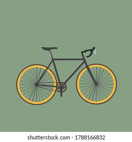 vector black fixie or fixed gear bike with green background