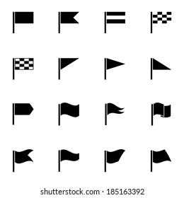 Vector black flag icons set on white background