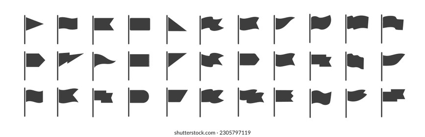 Vector black flag icons set for infographic in flat style