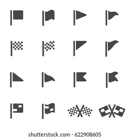 Vector black flag icons set on white background