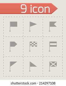 Vector black flags icons set on grey background