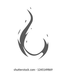 Vector Black Flame icon, logo.Silhouette of Flame isolated on a white background.