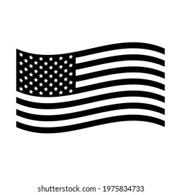 Vector black flat American USA flag isolated on white background