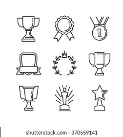 Vector Black Flat Award Icons On White